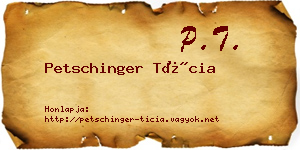 Petschinger Tícia névjegykártya
